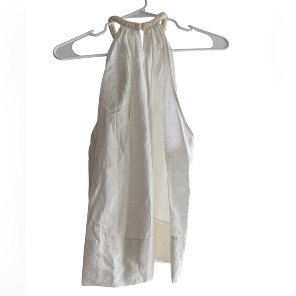 A.L.C. Reina Linen Blend Crochet Neck Halter Tank Top White - Picture 14 of 14